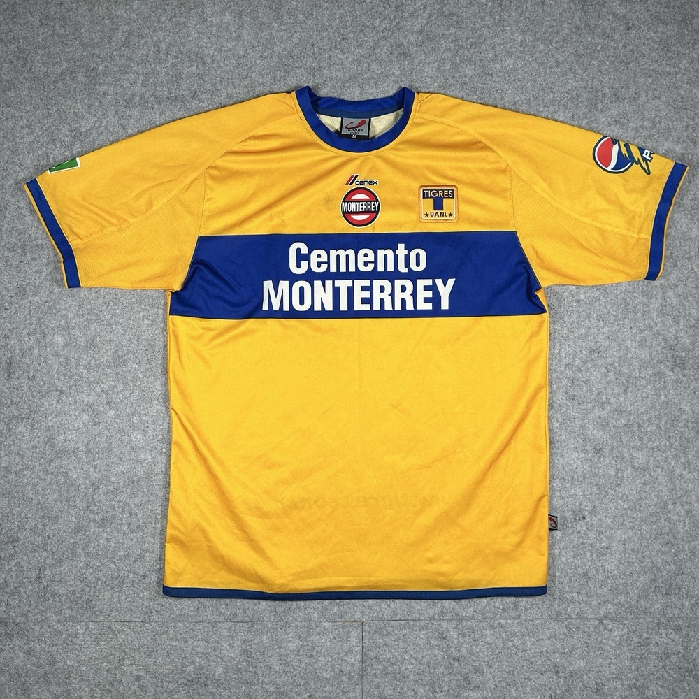Cemento Monterrey Soccer Jersey Men's Size Medium Yellow Team Pepsi Carta Blanca